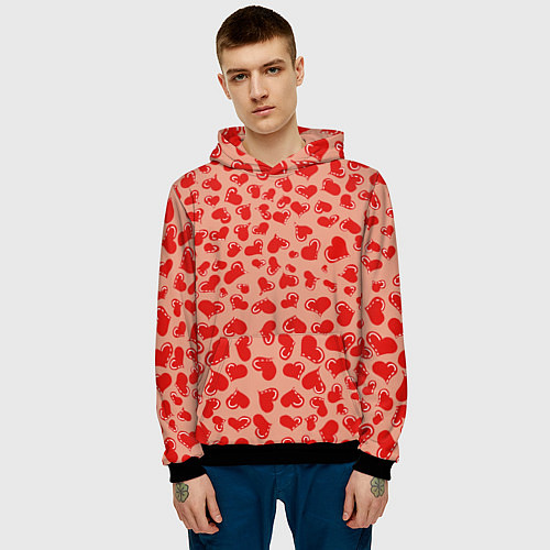 Мужская толстовка Сердца любви / 3D-Черный – фото 3