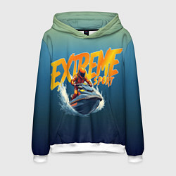 Толстовка-худи мужская Экстремальный гидроцикл, цвет: 3D-белый