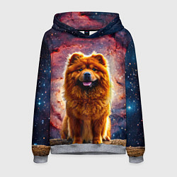 Толстовка-худи мужская Чау-чау в космосе, цвет: 3D-меланж