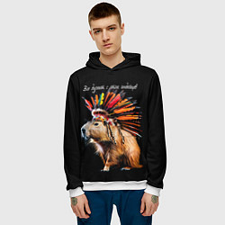 Толстовка-худи мужская Все дуреют с этих индейцев, цвет: 3D-белый — фото 2