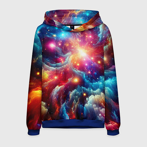 Мужская толстовка Colorfull neon space clouds - ai art fantasy / 3D-Синий – фото 1