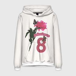 Толстовка-худи мужская Любимой маме пион, цвет: 3D-белый