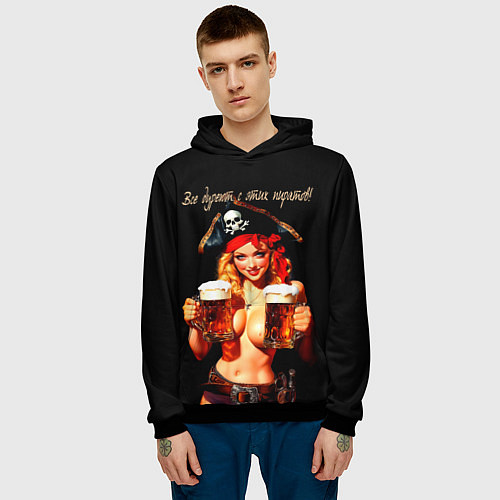 Мужская толстовка Все дуреют с этих пиратов / 3D-Черный – фото 3
