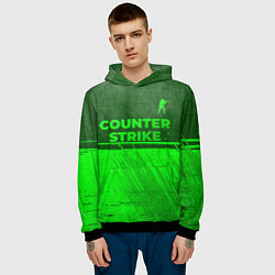 Толстовка-худи мужская Counter Strike - green gradient посередине, цвет: 3D-черный — фото 2