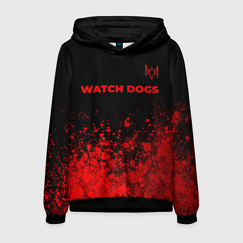 Мужская толстовка Watch Dogs - red gradient посередине / 3D-Черный – фото 1