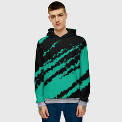 Толстовка-худи мужская The color is black and turquoise, цвет: 3D-меланж — фото 2