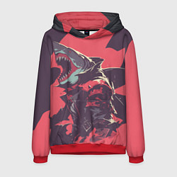 Толстовка-худи мужская Орущая акула, цвет: 3D-красный