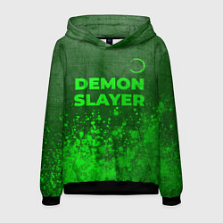 Толстовка-худи мужская Demon Slayer - green gradient посередине, цвет: 3D-черный