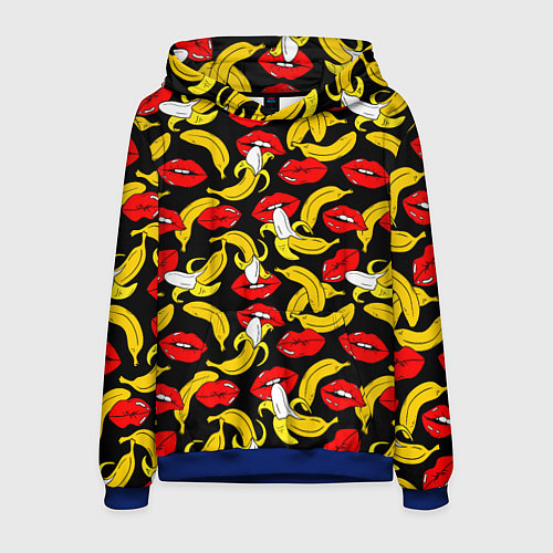 Мужская толстовка Губы и бананы / 3D-Синий – фото 1