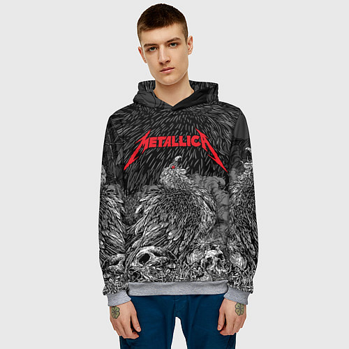 Мужская толстовка Metallica - scavenger on the skull / 3D-Меланж – фото 3