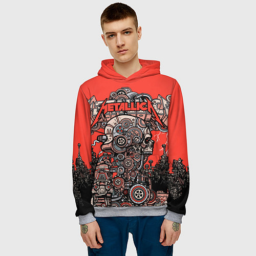 Мужская толстовка Metallica - iron skeleton / 3D-Меланж – фото 3