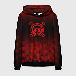 Толстовка-худи мужская One Piece red poly, цвет: 3D-черный