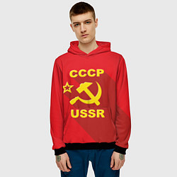 Толстовка-худи мужская СССР серп и молот, цвет: 3D-черный — фото 2