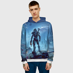 Толстовка-худи мужская Mass Effect - ai art fantasy, цвет: 3D-белый — фото 2