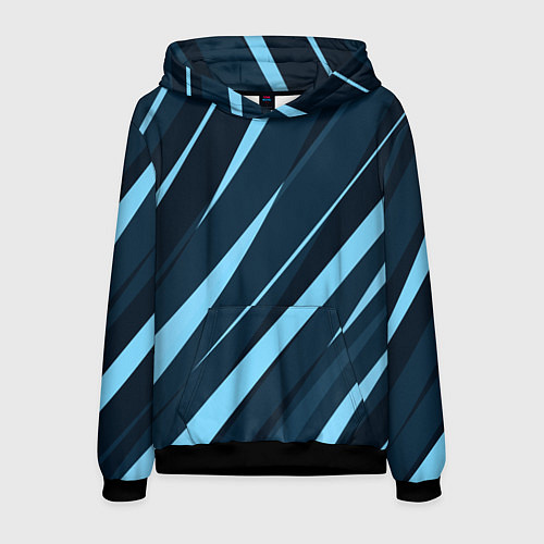 Мужская толстовка Тёмный бирюзовый контрастные полосы / 3D-Черный – фото 1
