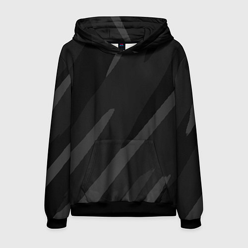 Мужская толстовка Чёрно-серый абстрактный полосы / 3D-Черный – фото 1