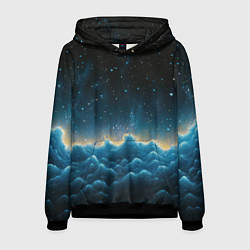 Толстовка-худи мужская Облака и черное небо текстура, цвет: 3D-черный