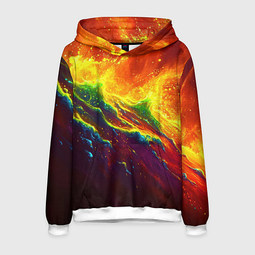 Мужская толстовка Абстрактные волны с огнем / 3D-Белый – фото 1