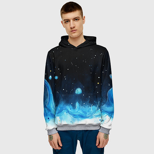 Мужская толстовка Синяя светящееся краска / 3D-Меланж – фото 3