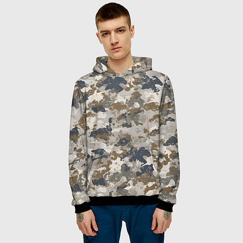 Мужская толстовка Светлый камуфляж / 3D-Черный – фото 3