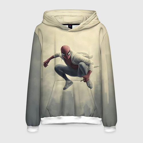 Мужская толстовка Человек паук в прыжке / 3D-Белый – фото 1
