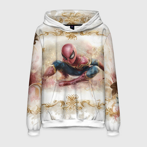 Мужская толстовка Человек - паук розы и узоры / 3D-Белый – фото 1