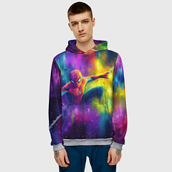 Толстовка-худи мужская Человек - паук радужные краски, цвет: 3D-меланж — фото 2