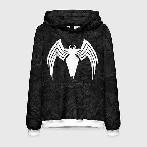 Мужская толстовка Знак венома с текстурой симбиота / 3D-Белый – фото 1