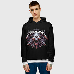 Толстовка-худи мужская Metallica - cool skull with horns, цвет: 3D-белый — фото 2