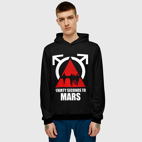 Мужская толстовка 30 Seconds to Mars - poster / 3D-Черный – фото 3