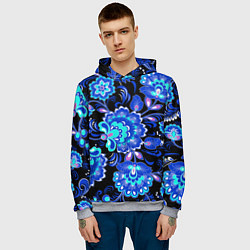 Толстовка-худи мужская Хохлома негатив, цвет: 3D-меланж — фото 2