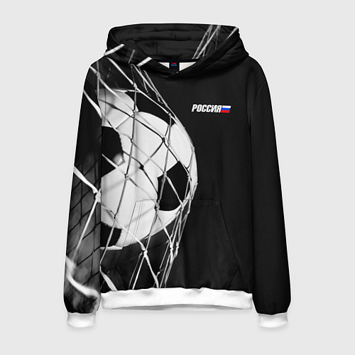 Мужская толстовка Футбольный мяч в сетке ворот / 3D-Белый – фото 1