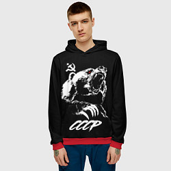 Толстовка-худи мужская Суровый медведь из СССР, цвет: 3D-красный — фото 2