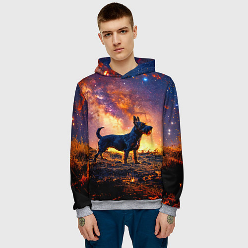 Мужская толстовка Скотч-терьер в космосе / 3D-Меланж – фото 3