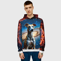Толстовка-худи мужская Уиппет в космосе, цвет: 3D-белый — фото 2