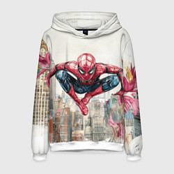 Толстовка-худи мужская Человек паук паркур, цвет: 3D-белый