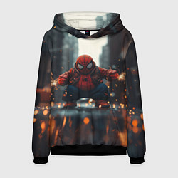 Толстовка-худи мужская Толстый злой человек-паук, цвет: 3D-черный