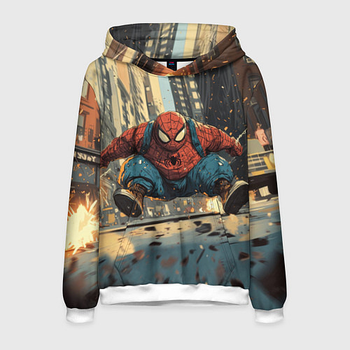 Мужская толстовка Маленький толстый человек-паук / 3D-Белый – фото 1