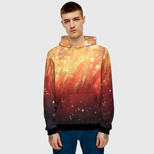 Мужская толстовка Желто-красная текстура блестящая / 3D-Черный – фото 3