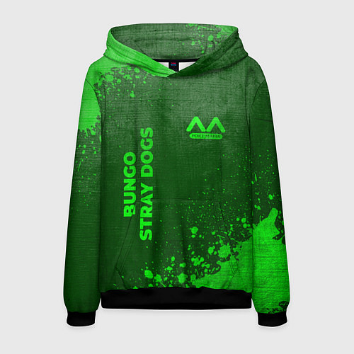 Мужская толстовка Bungo Stray Dogs - green gradient вертикально / 3D-Черный – фото 1