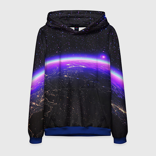 Мужская толстовка Планета и неоновое свечение / 3D-Синий – фото 1