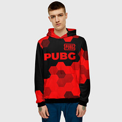 Толстовка-худи мужская PUBG - red gradient посередине, цвет: 3D-черный — фото 2