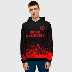 Толстовка-худи мужская Blue Exorcist - red gradient посередине, цвет: 3D-черный — фото 2