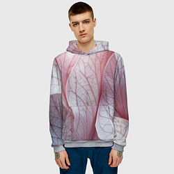 Толстовка-худи мужская Розовые листья, цвет: 3D-меланж — фото 2
