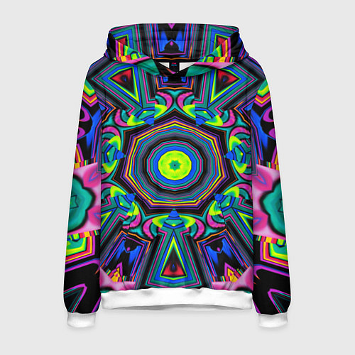 Мужская толстовка Оптический узор неоновые краски / 3D-Белый – фото 1