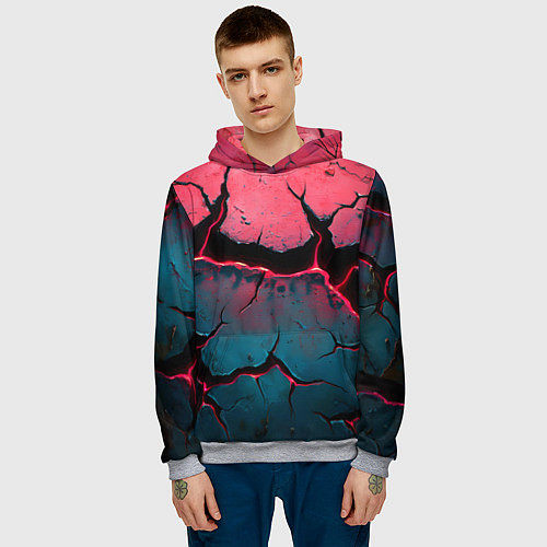 Мужская толстовка Объемные разломы текстура / 3D-Меланж – фото 3