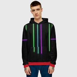 Толстовка-худи мужская Neon stripes, цвет: 3D-красный — фото 2