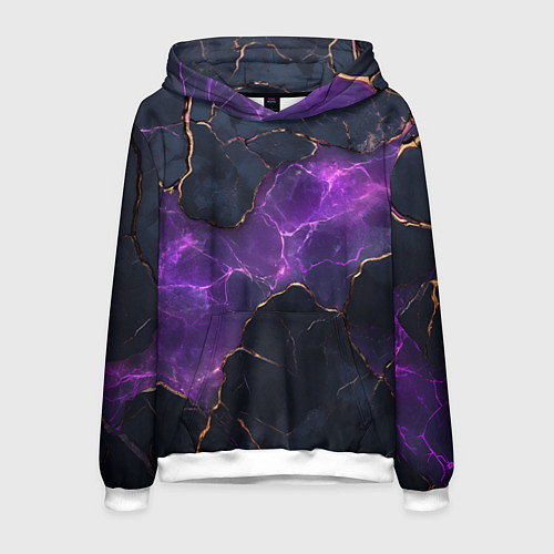 Мужская толстовка Фиолетовый разлом с молниями / 3D-Белый – фото 1
