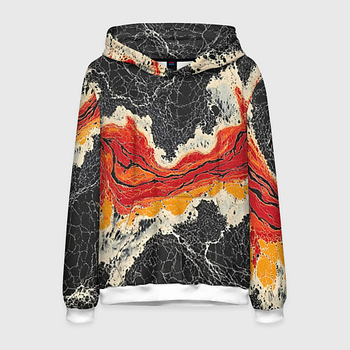 Мужская толстовка Красно-черная потертая текстура / 3D-Белый – фото 1