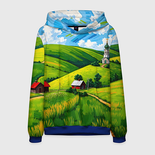 Мужская толстовка Русская деревенька / 3D-Синий – фото 1